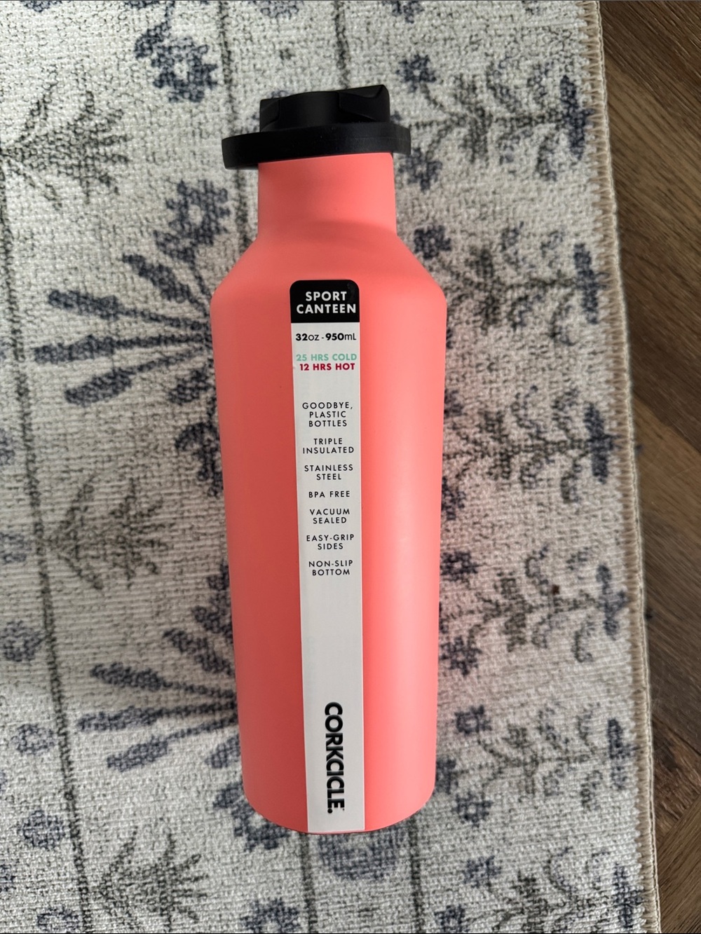 Corkcicle 32 oz Sport Canteen Neon Coral NWT